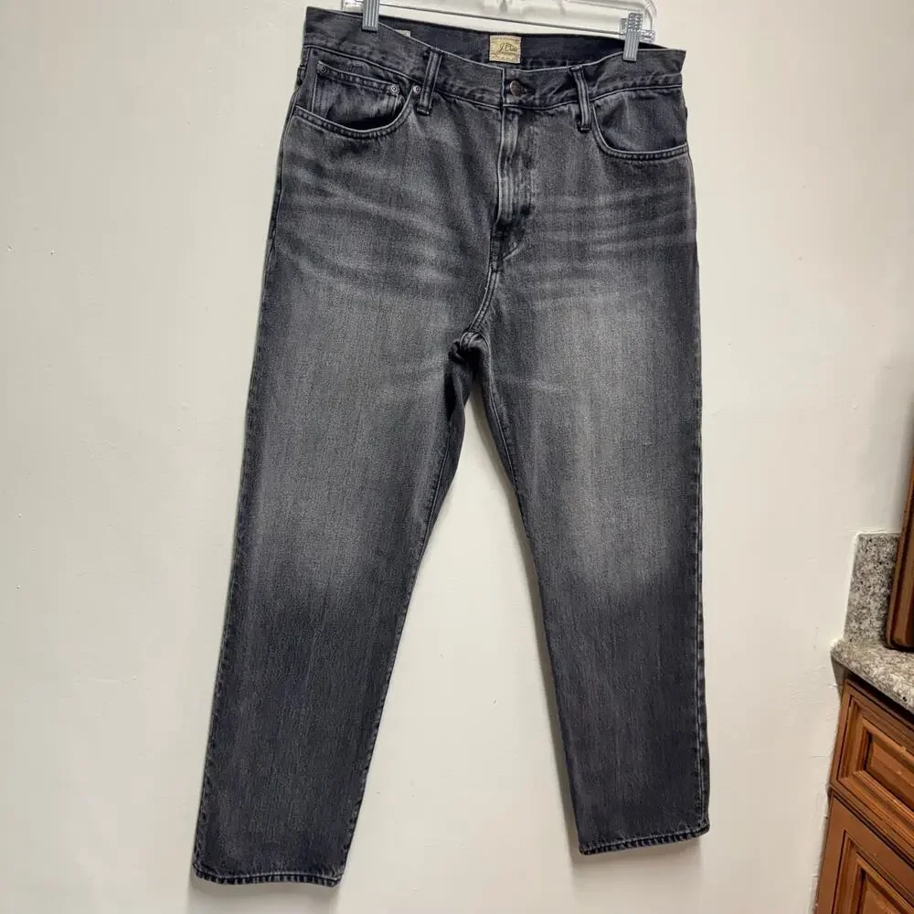 J.Crew Men’s Classic Straight Leg Jeans Gray Black Washed Denim W33 L30